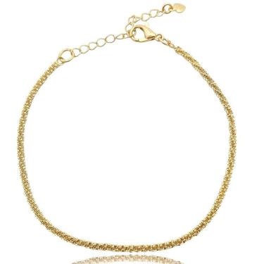 Imagem de Pulseira Corda Diamantada Folheada a Ouro 18k Semijoia