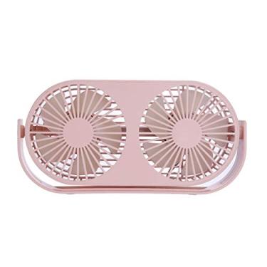 Imagem de HiXB Dual Turbo mesa USB ventilador silencioso silencioso rotação manual 3 velocidades modo ajusta o ventilador com difusão de aroma, rosa