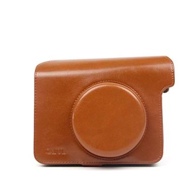 Imagem de HONGYAN capa da câmera Saco de caso de couro do vintage pu para câmera Polaroid W300, com alça de ombro ajustável acessórios para câmera