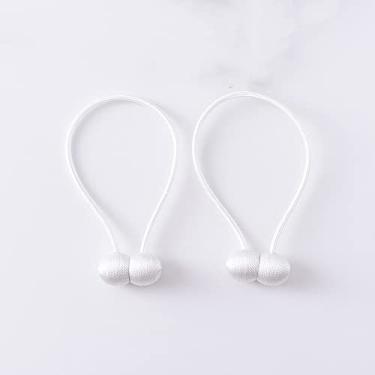 Imagem de 2 peças de cortina de bola magnética tiebacks corda de gravata varetas de acessórios acessórios costas retenções fivela clipes gancho para decoração de casa, branco, 4 peças
