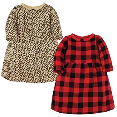 Imagem de Hudson Baby Vestidos de algodão para bebês meninas, Leopardo xadrez búfalo, 3-6 Meses