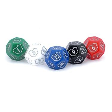 Imagem de Conjunto de 5 dados de lealdade Hedral MTG D12 Spin-Down vermelho branco preto verde azul - Magic: The Gathering TCG CCG Planeswalker Multicolorido