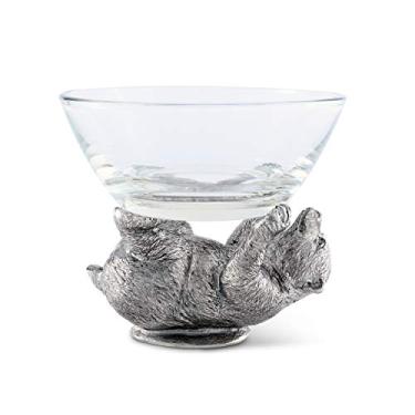 Imagem de Vagabond House Dip/Nut/Molho/Condiment Tigela de vidro para servir com urso de estanho sólido tocando base/tigela de porca 15 cm de diâmetro