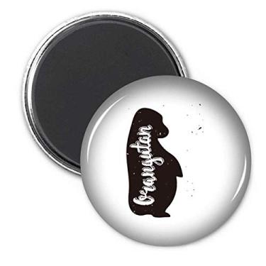 Imagem de Orangotango Adesivo Ímã de Geladeira Animal Preto e Branco Decoração Emblema Presente