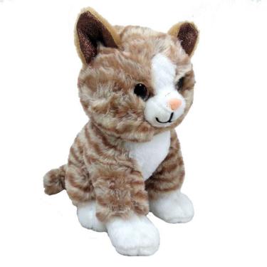 Imagem de Gato Pelúcia Marrom Risca 21 Cm Altura