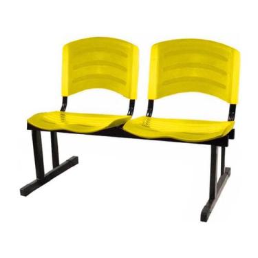 Imagem de Cadeira Longarina Plástica 02 Lugares - Cor Amarelo - Pollo Móveis - 3