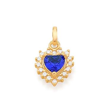 Imagem de Pingente coração com cristal azul folheado a ouro Rommanel med 1,8 cm