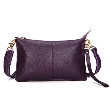 Imagem de Bolsa de ombro feminina estilo bolsa de couro transversal bolsa de mão de couro para mulheres e (roxa), Roxa, M