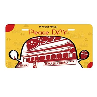 Imagem de DIYthinker Emblema da bandeira Tiananmen vermelho chinês placa de carro decoração Dia da Paz