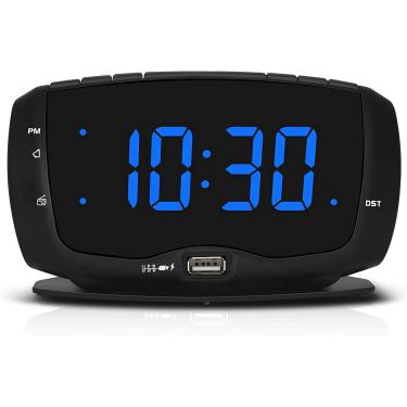 Imagem de DreamSky Alarm Clock Radio for Bedroom com portas de carregamento USB duplas, 1,4 polegadas dígitos azuis com Dimmer ajustável, Relógio Digital FM Rádio com DST e Snooze.