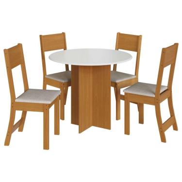 Imagem de Mesa de Jantar Alice com 4 Cadeiras Indekes Freijó Off White