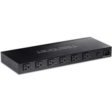 Imagem de TRENDnet 6-Outlet Managed Rackmount Power Distribution Unit, 1 x NEMA 5-15R Bypass Power Outlet, 1 x Gigabit RJ-45 Port, Overload Protection, Surge Protection 2160J, 1U Rack Mountable, Black, TPI-06