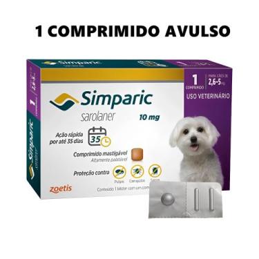 Imagem de Antipulgas Para Cachorros Simparic 1 Comprimido 10Mg - 2,5Kg A 5Kg - Z