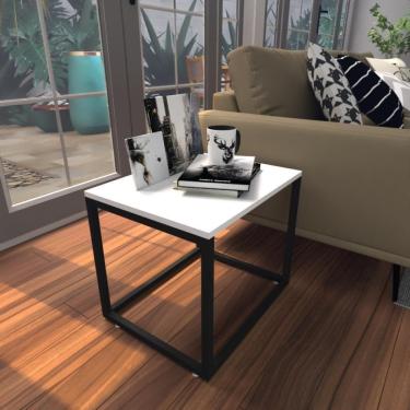 Imagem de Mesa Lateral Branca Aparador De Sofa Sala Mesa Lateral Cama