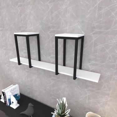 Imagem de Prateleira Industrial Suspensa Estante Parede Nicho Branco Cozinha Escritorio Sala Quarto Infantil