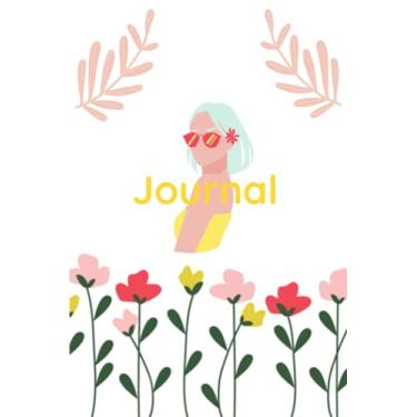 Imagem de Diário Floral Mulher Design Fofo: Caderno com Menina e Flores