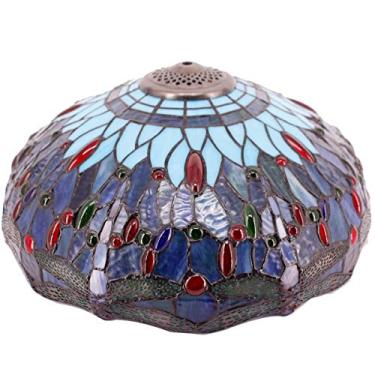 Imagem de Tiffany Lâmpada de substituição W16H7 Polegada vitral libélula abeto para luminárias de mesa Luminária de chão Luminária de teto (3 ganchos dentro) Luminária pendente para pendurar S101 WERFACTORY Decoração para escritório em casa
