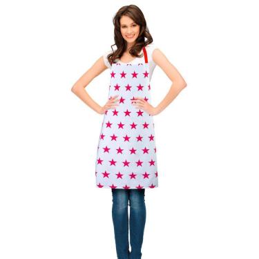 Imagem de Avental de Cozinha Vizapi 70X80Cm Estrelas Branco Vermelho