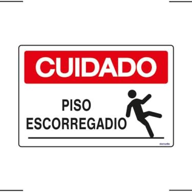 Imagem de Placa De Sinalização Cuidado Piso Escorregadio 30x20 Ekomunike - S-227 F9e