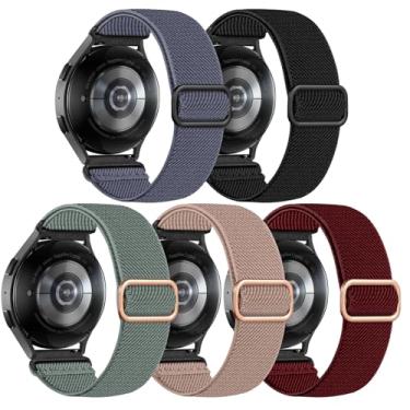 Imagem de Lerobo Pacote com 5 pulseiras elásticas compatíveis com Samsung Galaxy Watch 7 6 5 4 FE de 40 mm, 44 mm e 45 mm/Watch 6 4 Classic 4 de 42 mm, 46 mm, 43 mm e 47 mm/Active de 2,20 mm, pulseira elástica