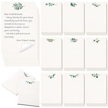 Imagem de 100 cartões de notas vegetais, 10 x 15 cm, folhas de eucalipto, cartão em branco, cartões de notas em branco, cartões de índice de aquarela, cartões de agradecimento para escola, escritório, festa de casamento, chá de bebê, 10 estilos (branco)