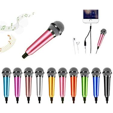 Imagem de DELADOLA Mini microfone – ASMR vocal portátil para gravação de voz, bate-papo, canto no iPhone, Android, laptop, notebook (rosa)