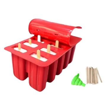 Imagem de Formas caseiras de picolé, máquina de picolé de gelo congelado de silicone - livre de BPA, com 50 palitos de picolé, 50 sacos de picolé e funil (10 cavidades)