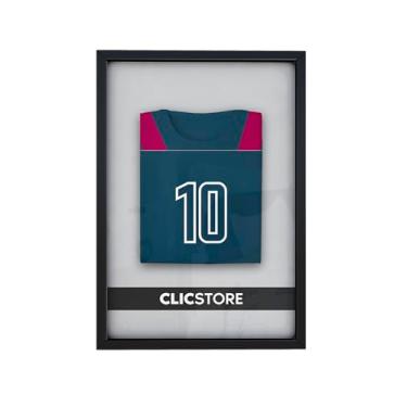 Imagem de CLICSTORE, Moldura Caixa Alta 50x70 Decoração Camiseta Time Futebol Volei Basquete Formatura Fundo MDF Branco Com Proteção Vidro Co