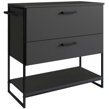 Imagem de Gabinete Banheiro Industrial 80 Cm 1028 Grafite Aço Preto Pp