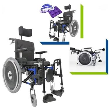 Imagem de Cadeira de Rodas Reclinável em Alumínio Dobrável e Desmontável - Pneu Antifuro - MA3R - Ortomobil (Azul, 44)