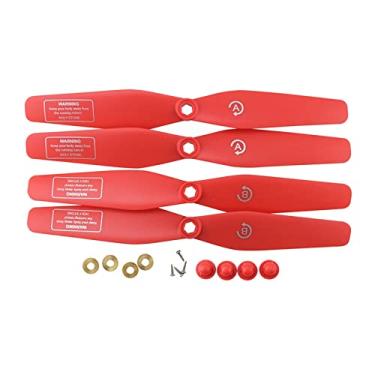 Imagem de Xiaojikuaipao 4Pieces Quick Release RC Propellers for SJRC S20W S30W T18 H301S, Foldable and Stable Flying, Replacement Parts for HS110D HS110G HS120D, Weight and, Easy to - Red