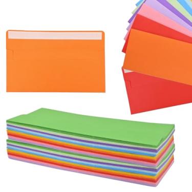 Imagem de 50 pacotes #10 Envelopes comerciais, envelopes de correspondência, envelopes padrão autoadesivos, para uso pessoal e comercial, cheques, cartas de correspondência, faturas, 10 x 24 cm (colorido)