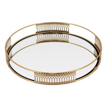 Imagem de BANDEJA ESPELHADO METAL 3x23x23cm DOURADO