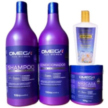 Imagem de Kit Bomba De Vitamina Shampoo Condicionador 1L Mascara E Creme Corporal OmegaHair