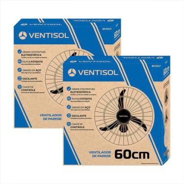 Imagem de Ventilador Parede 60cm Bivolt 200w Grande Ventilação Kit 2 - Ventisol 
