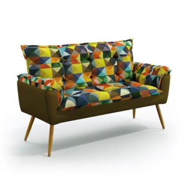 Imagem de Poltrona Namoradeira Estofada Opala F-015 N-028 Sued Estampado Colorid