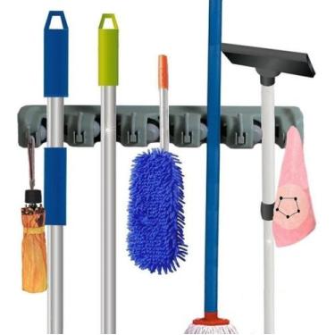 Imagem de Organizador Suporte ganchos Parede Vassouras Rodo pá panos 5 Lugares -