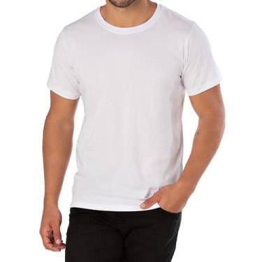 Imagem de Camiseta Básica Lisa Masculina De Algodão Gola Redonda Branca - On Lit