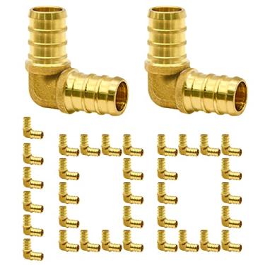 Imagem de Acessórios PEX de 1,27 cm / 3/4", pacote com 10/25/50/100 PEX cotovelo/Tee/Conexões de acoplamento reto, acessórios PEX, crimpagem de latão para tubos PEX (cotovelo de 1/2", 100)