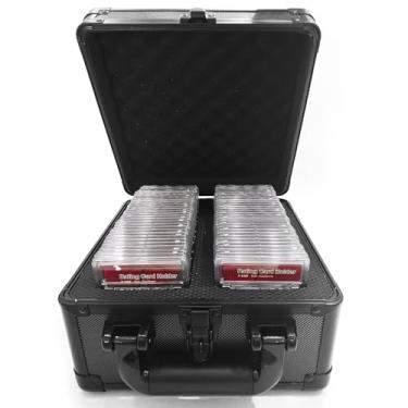 Imagem de WUTONMU Caixa de armazenamento de cartão graduado, estojo de armazenamento PSA compatível com 56 placas de cartão, estojo de armazenamento Toploaders, caixa de cartas colecionáveis para jogos, cartas