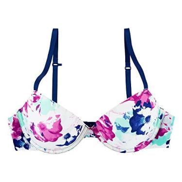 Imagem de Undies.com Sutiã feminino de microfibra 2 camadas com aro Oh Darling Demi Push Up, Aquarela de frutas silvestres, 36C