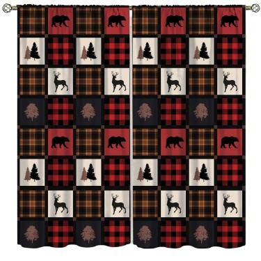 Imagem de Cortinas Ginness Cabin Retro Rustic Lodge Blackout 132x213cm