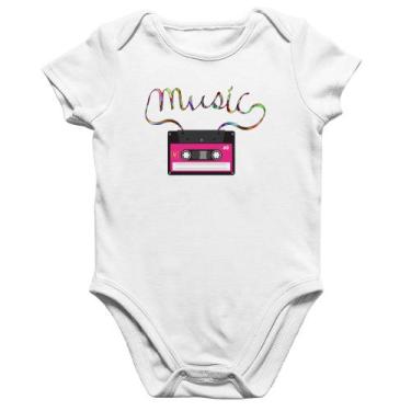 Imagem de Body Bebê Algodão Music Cassete Retrô - Foca na Moda, Branco, P