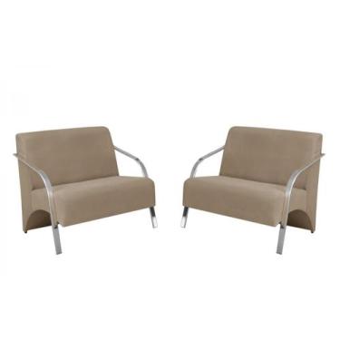 Imagem de Kit 2 Poltronas Namoradeira 2 Lugares Vênus Braço Alumínio D Salla Sue