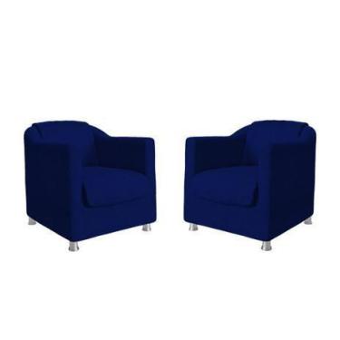 Imagem de Kit 2 Poltronas Decorativa Tilla Escritório Recepção Sued Azul Royal -
