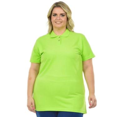 Imagem de Camisa polo piquet feminina plus size fenomenal, Verde limao, 48