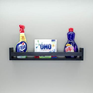 Imagem de Prateleira MDF Preto em U lavanderia organizador apoio 60cm - Norte De