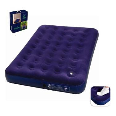 Imagem de Colchão de Casal Inflável Com Inflador Acoplado Resistente Camping Pis