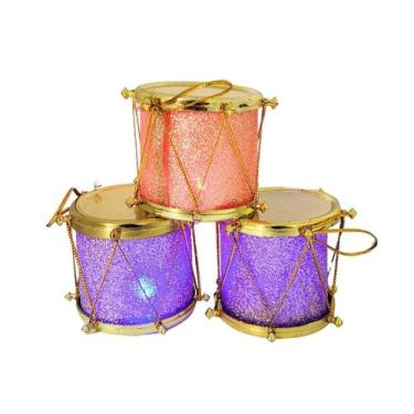 Imagem de Kit Mini Tambor Iluminado LED Color Rosê Gold e Dourado 5cm 3 Unidades