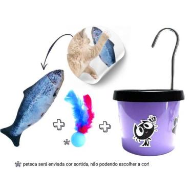 Imagem de Bebedouro Para Gato + Brinquedo Pelucia Peixe com Catnip - DM PETS